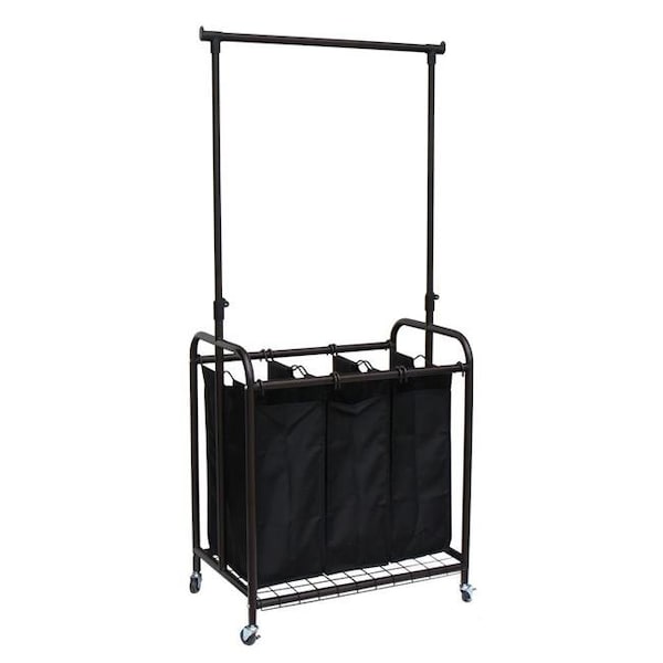 Oceanstar Oceanstar TLS1385 3-Bag Rolling Laundry Sorter with Adjustable Hanging Bar; Bronze TLS1385 - main